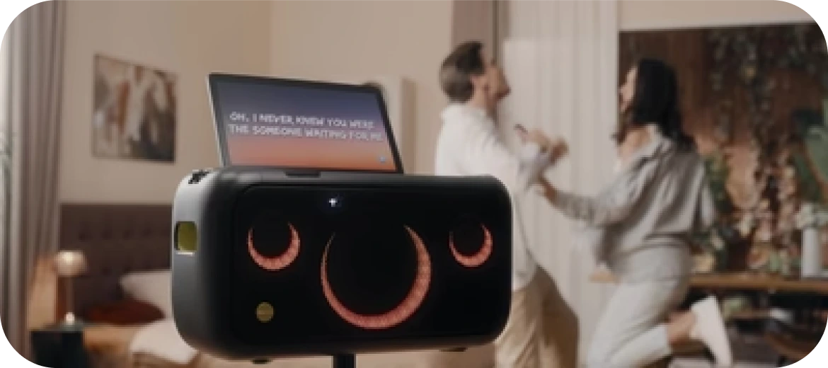 Karaoke speaker system in a living room